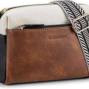 Vegan Leather Crossbody Purse for Women Small Multi-Pocket Shoulder Bag